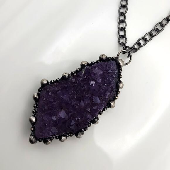 Genuine Amethyst Geode Necklace - Picture 2 of 4